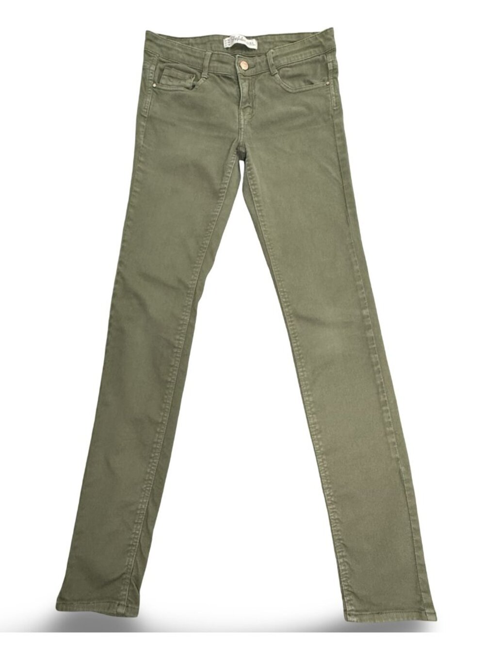 Zara Trafaluc Skinny Jeans Womens 4 Olive Green Stretch Denim Casual Minimalist
